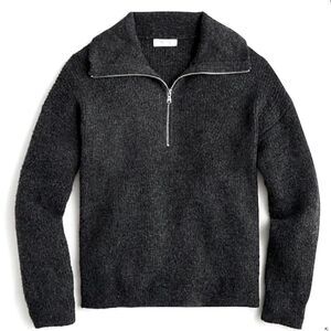 J. Crew Half Zip Stretch Merino Wool Sweater in Heather Charcoal NWT! size Large
